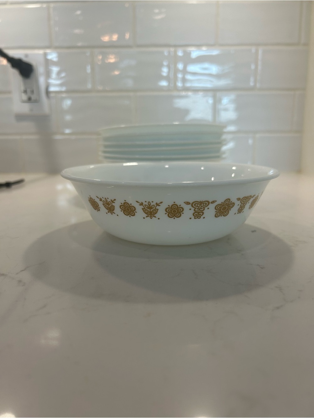 Vintage Corelle Butterfly Gold Cereal Soup Bowl | Corning Ware Vitrelle | 1970s